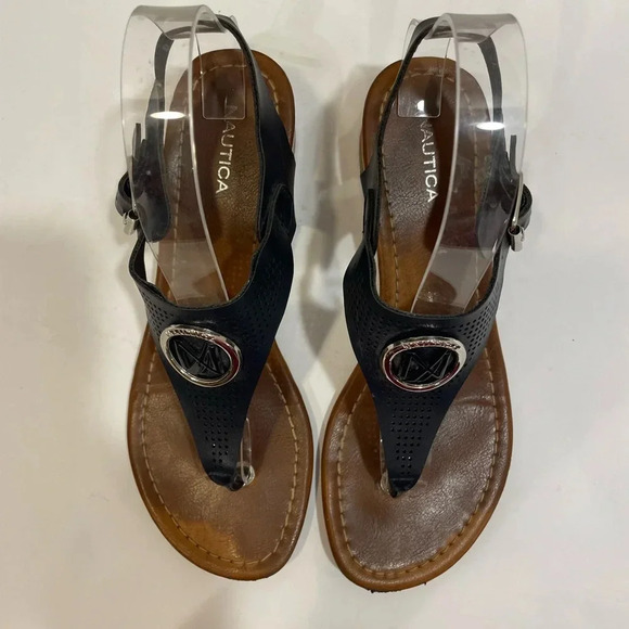 Nautica Black Thong Sandal Size 8 - Picture 2 of 8